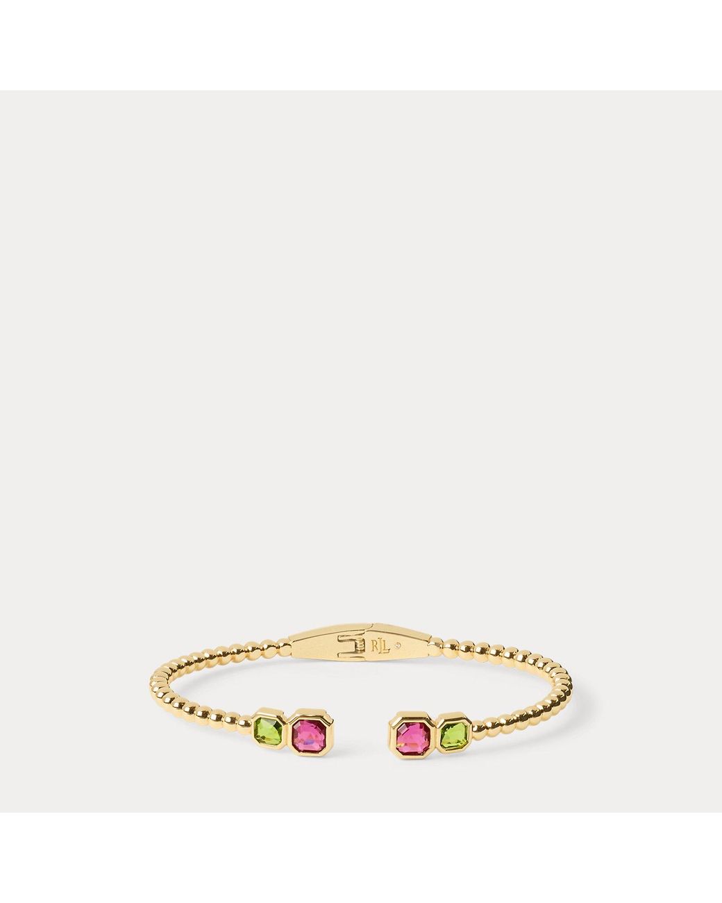 Ralph Lauren Brown Plated Beaded Stone Cuff Bracelet