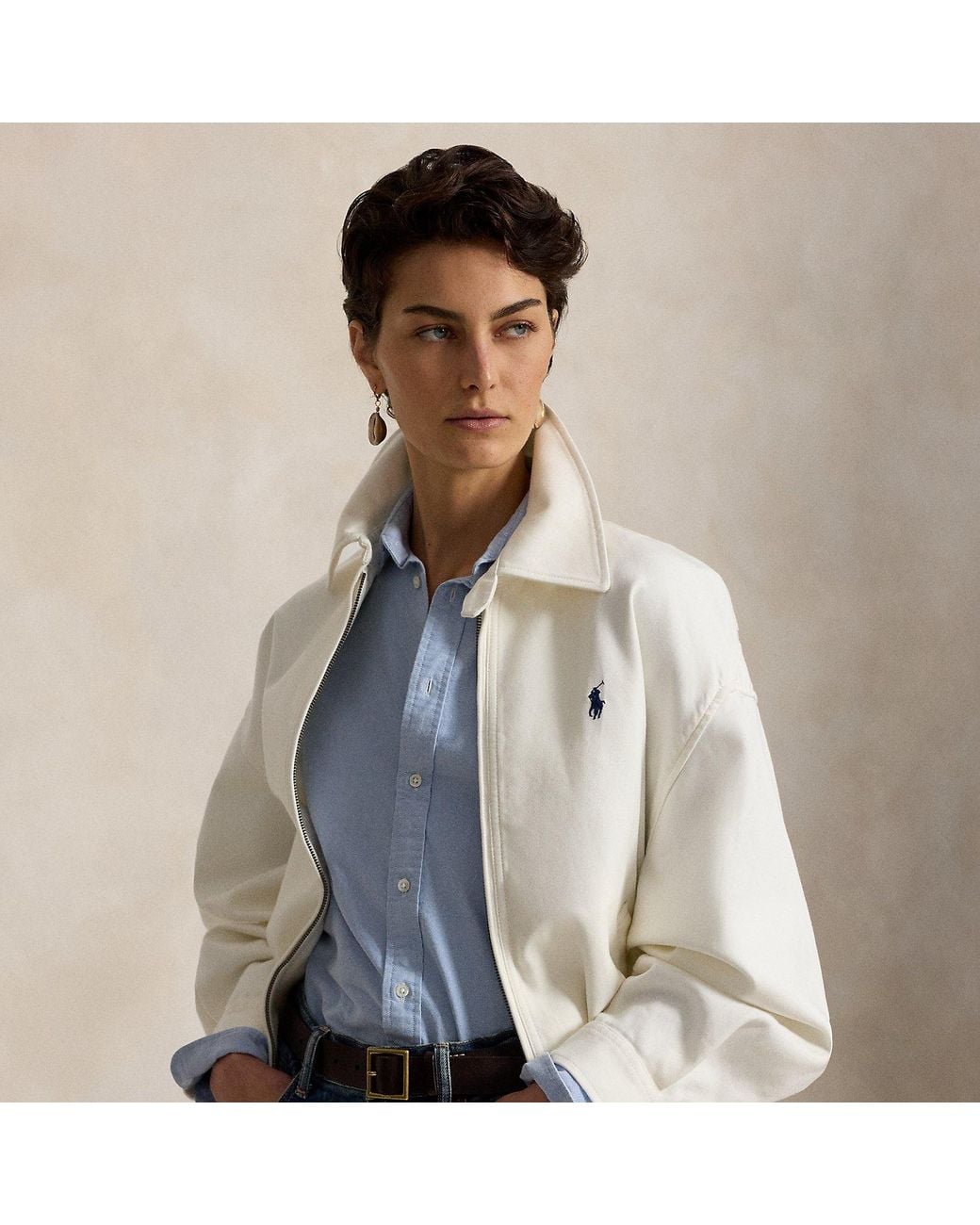 Polo Ralph Lauren Oversize Cotton Windbreaker in White | Lyst