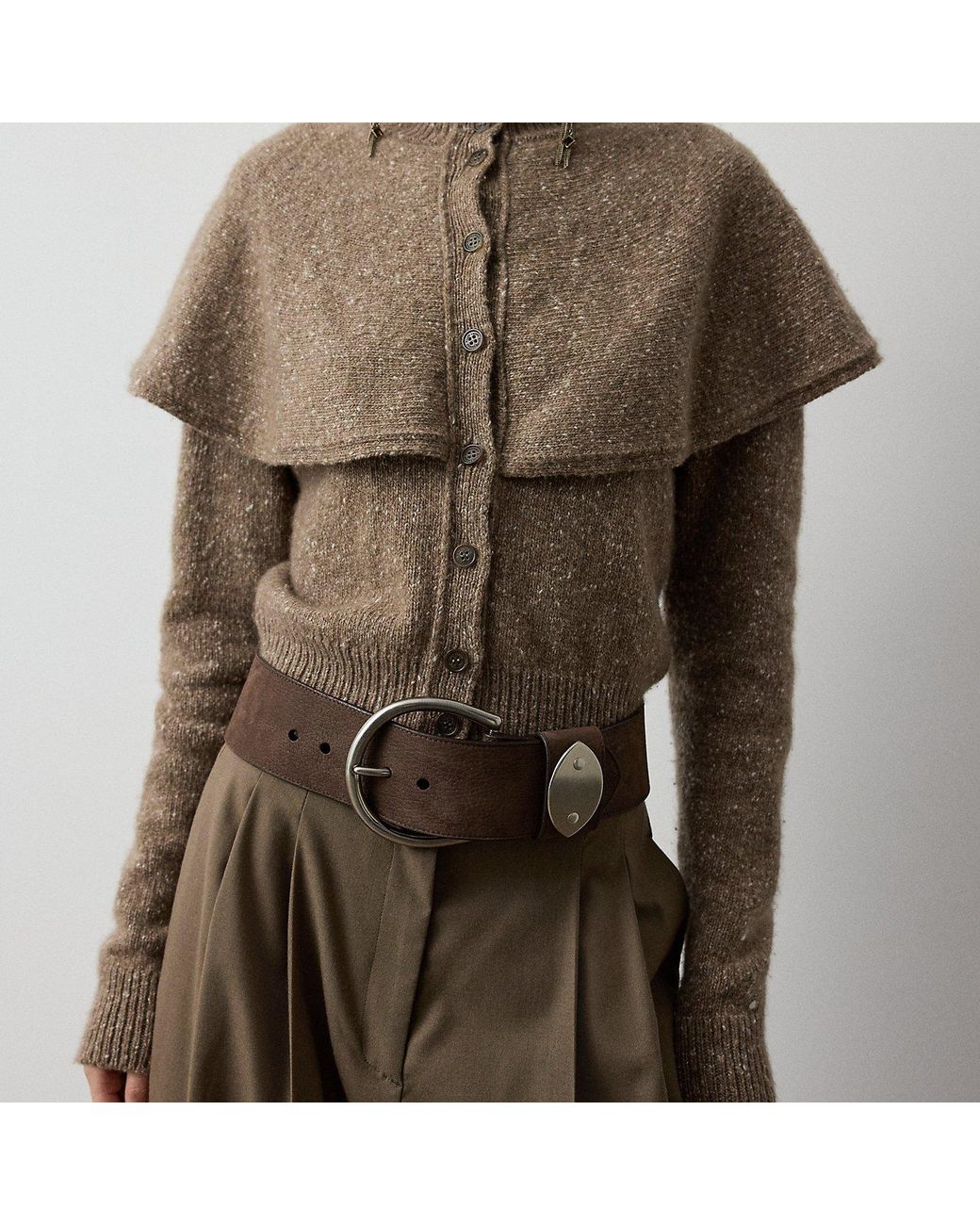 Ralph Lauren Natural Wide Nubuck Pebbled Leather Belt