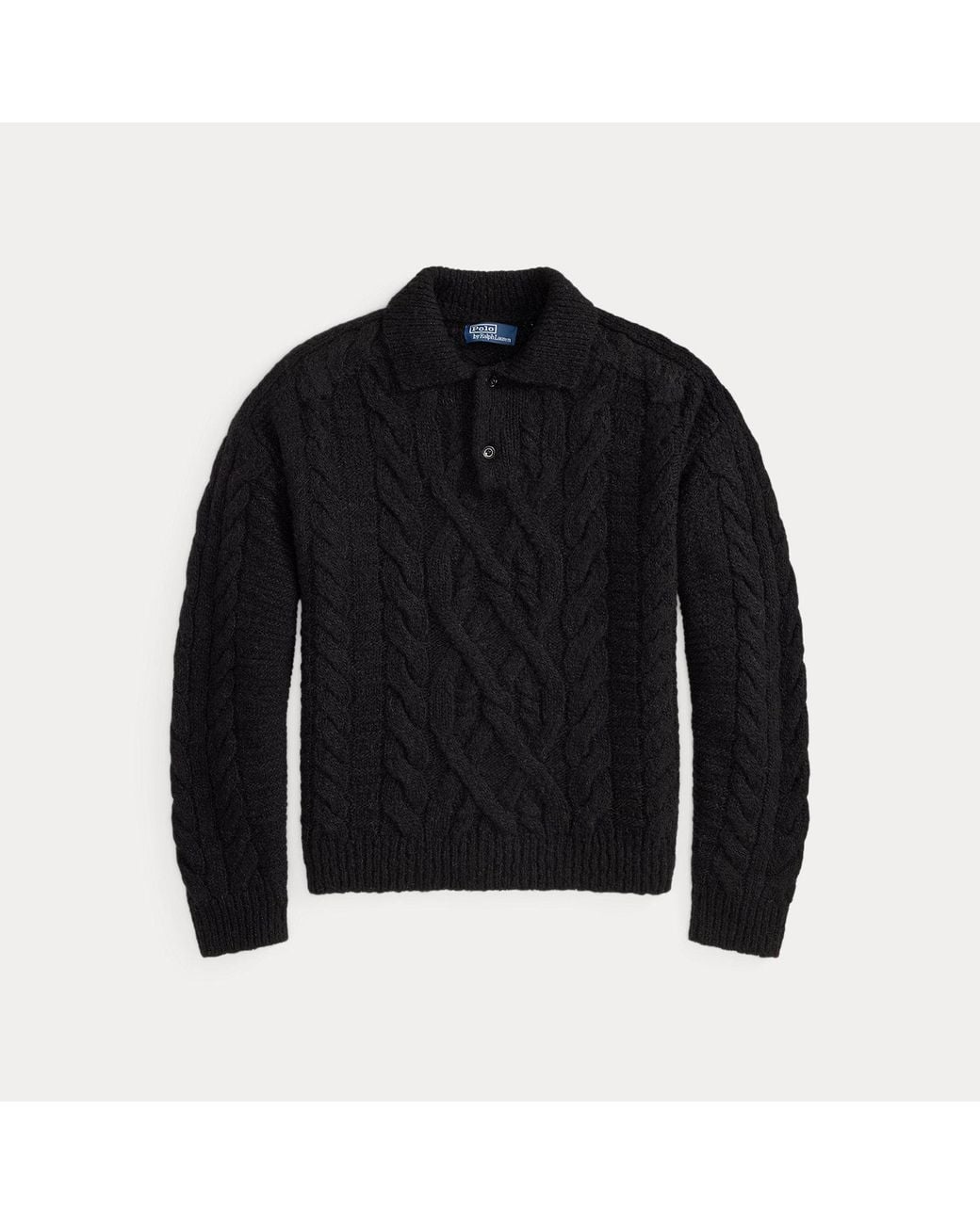 Polo Ralph Lauren Black Aran-Knit Wool-Alpaca Sweater for men
