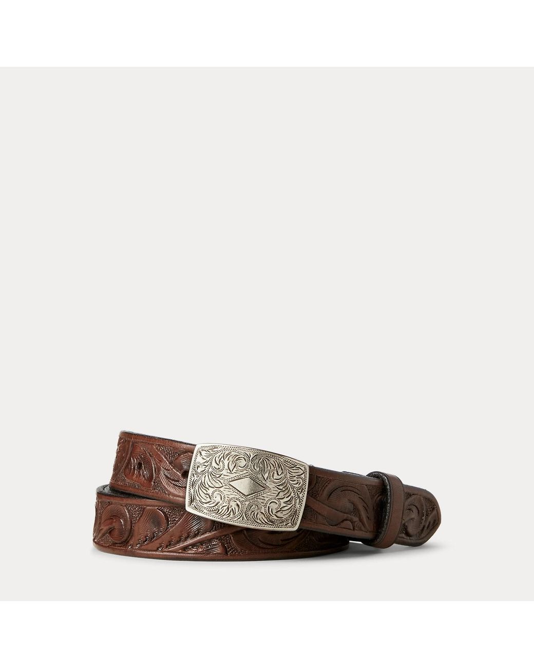 RRL Multicolor Hand-tooled Leather Belt - Size 30 for men