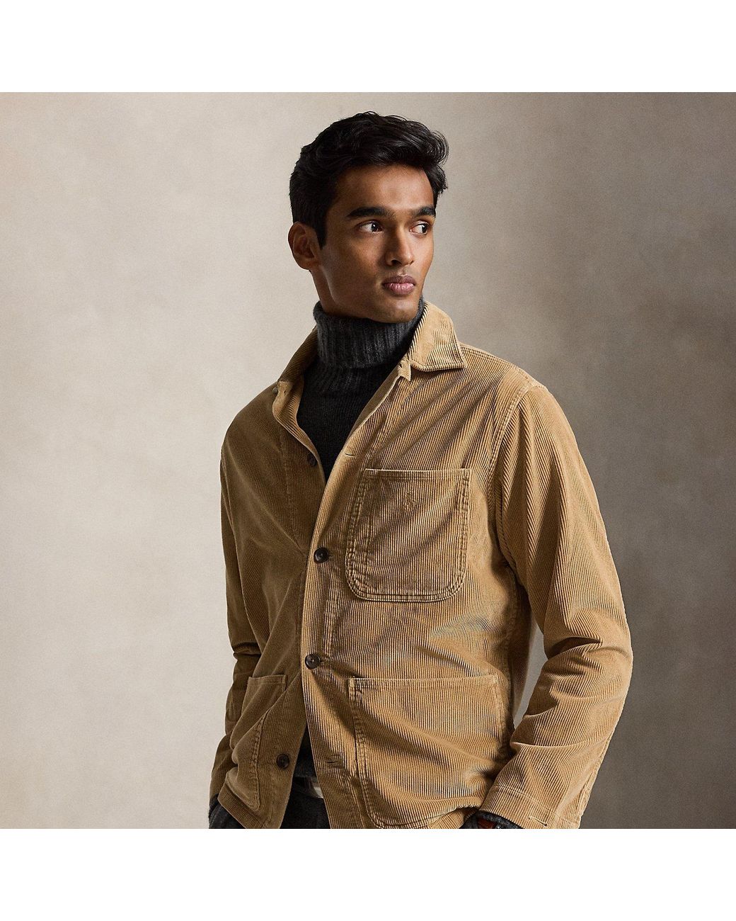 Ralph Lauren Brown Corduroy Utility Overshirt for men
