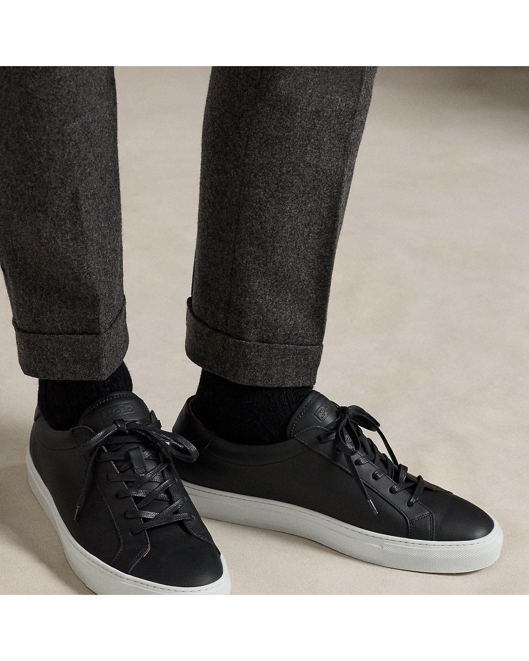 Polo Ralph Lauren Black Jermain Leather Trainer for men