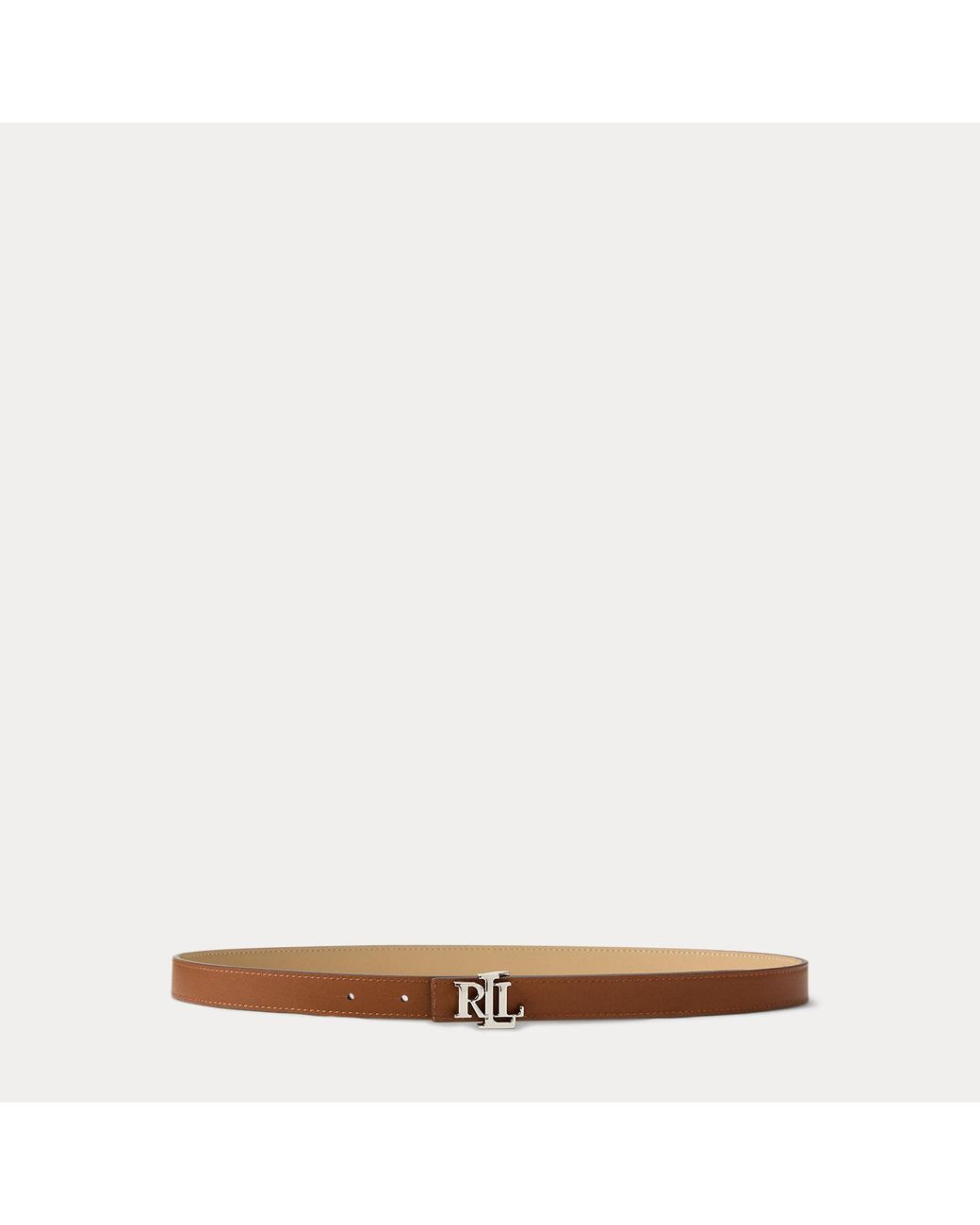 Ralph Lauren Natural Reversible Skinny Leather Logo Belt