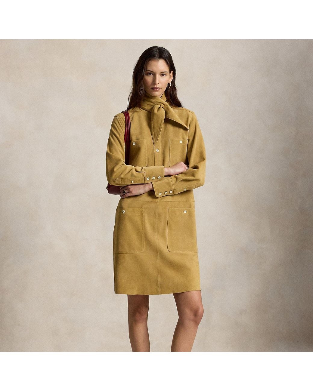 Polo Ralph Lauren Yellow Suede Utility Dress