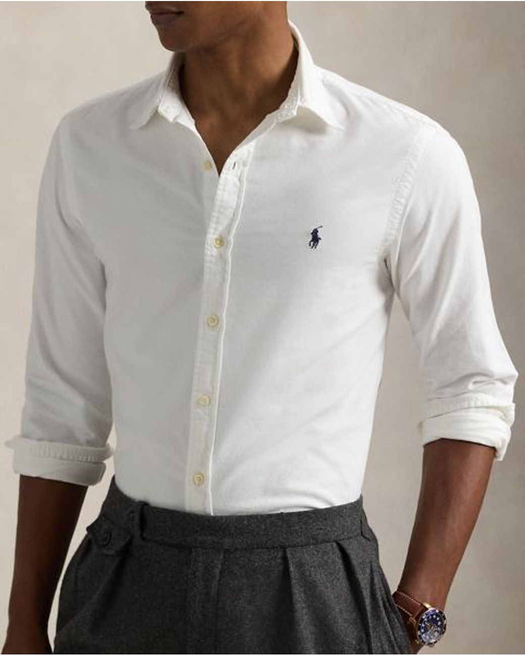 Polo Ralph Lauren White Slim Fit Garment-Dyed Oxford Shirt for men