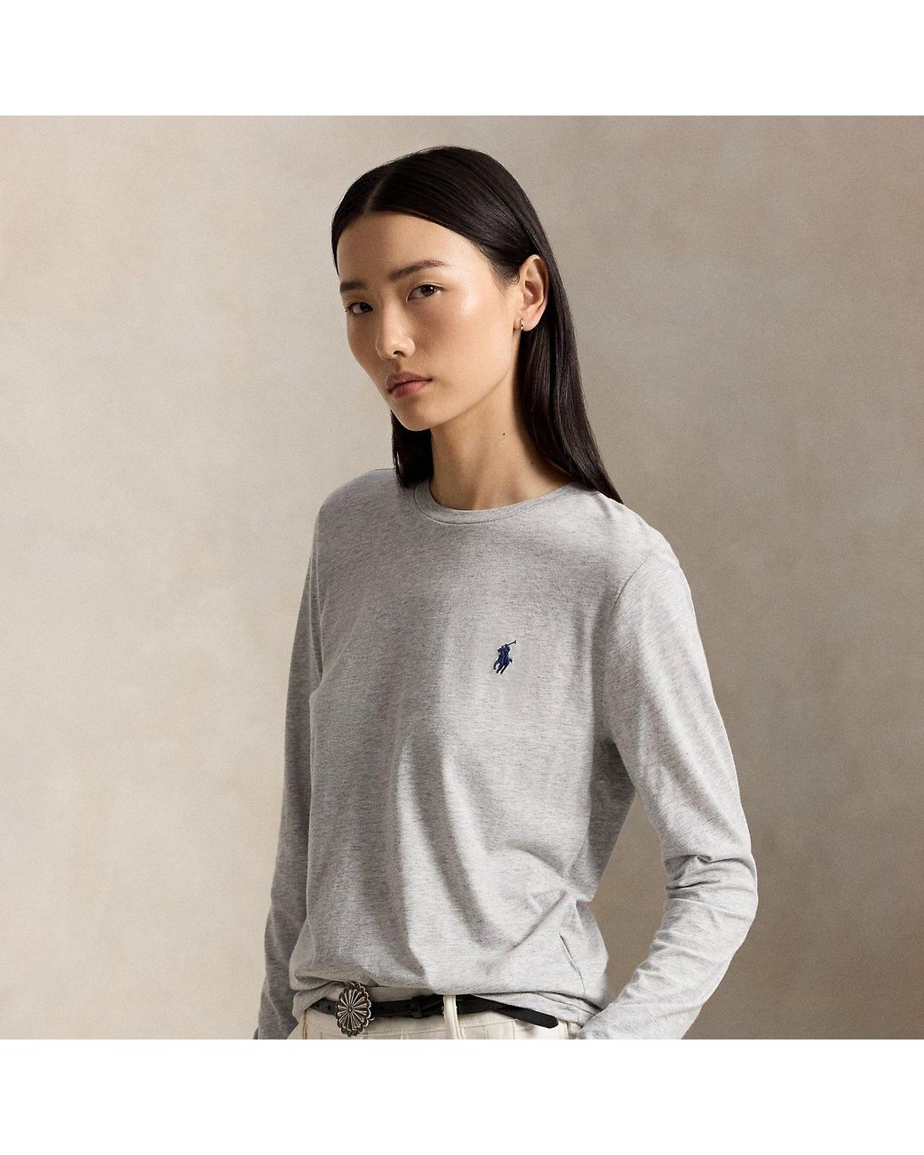 Polo Ralph Lauren Gray Long-Sleeve Jersey Crewneck T-Shirt