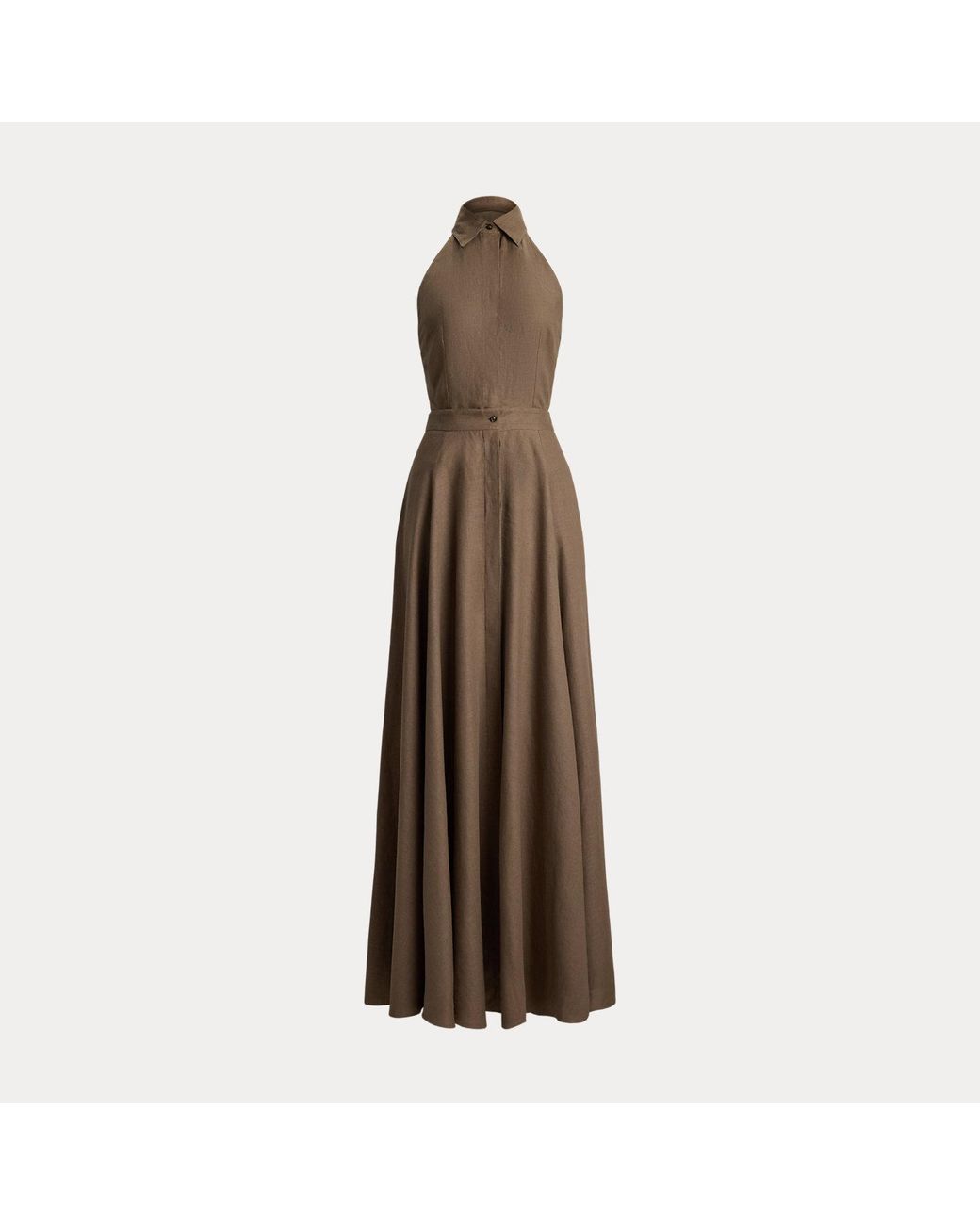 Ralph Lauren Brown Eldred Linen Day Dress