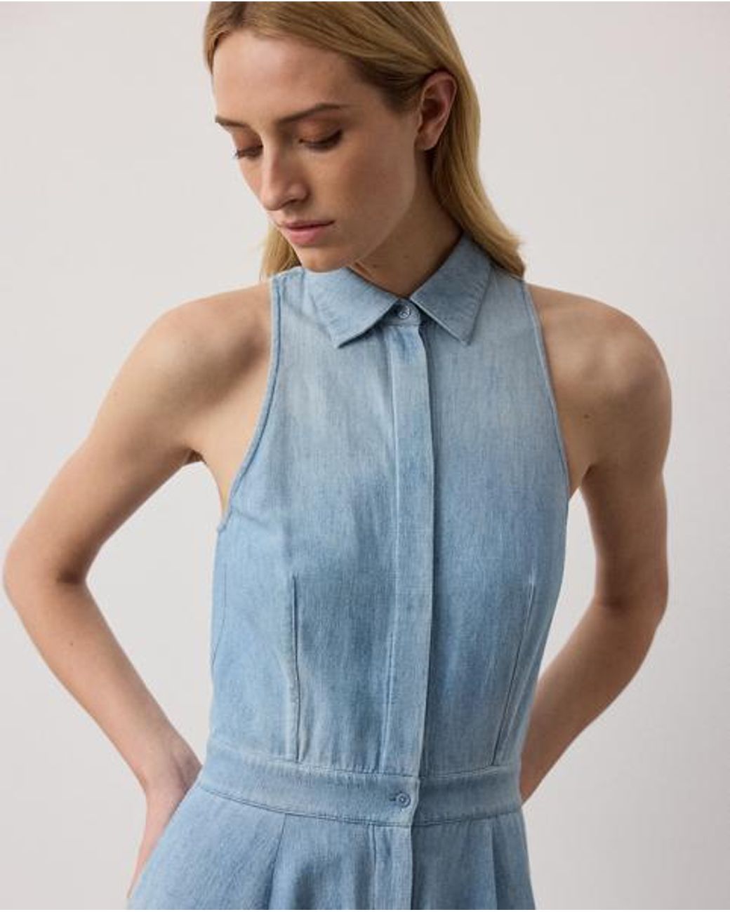 Ralph Lauren Blue Peyten Cotton Denim Day Dress