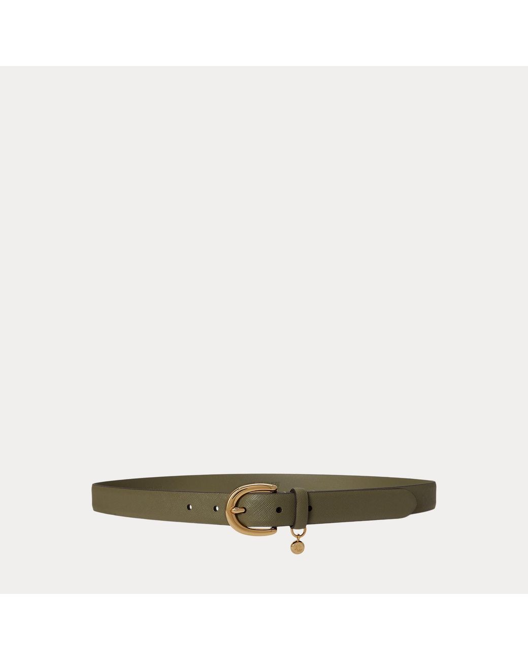 Ralph Lauren Green Charm Crosshatch Leather Belt