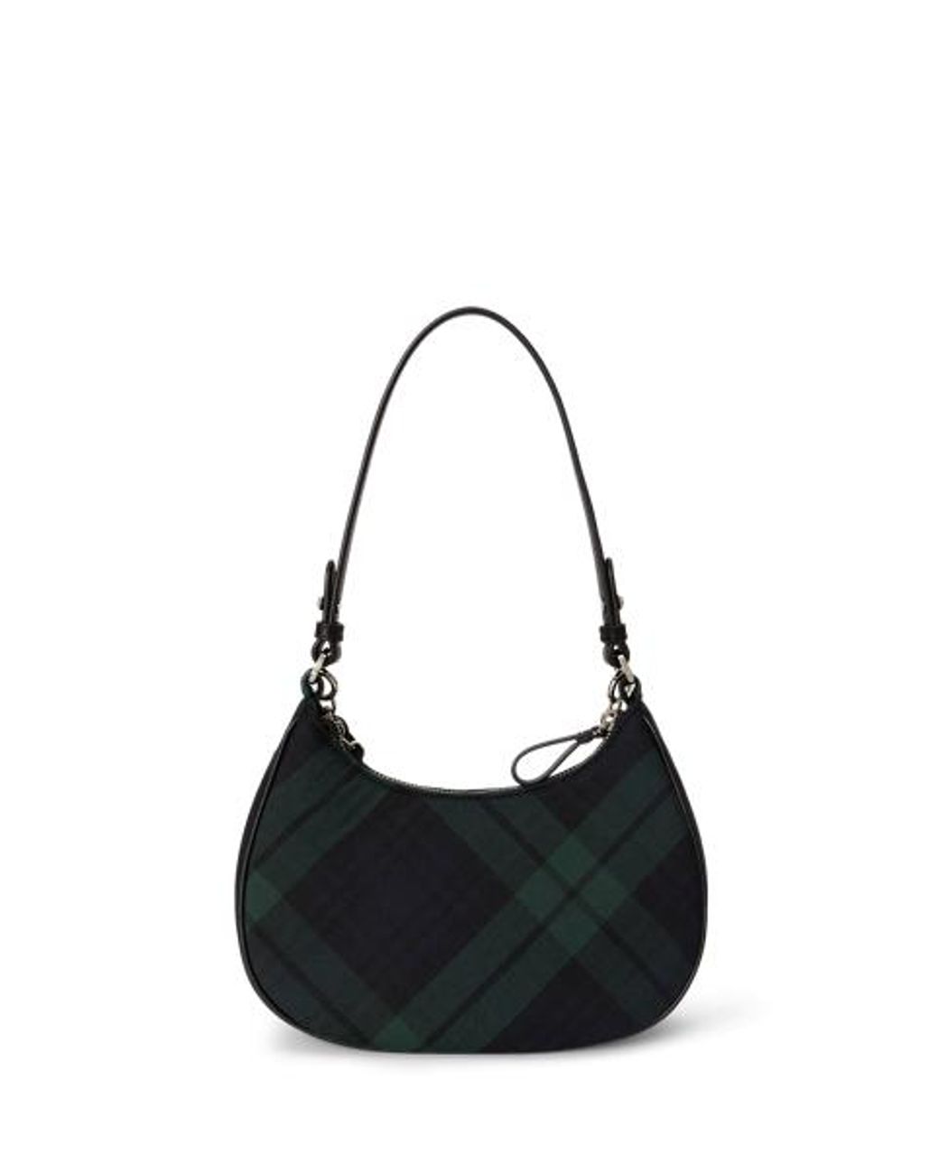 Ralph Lauren Gray Plaid Medium Marcy Zip Shoulder Bag