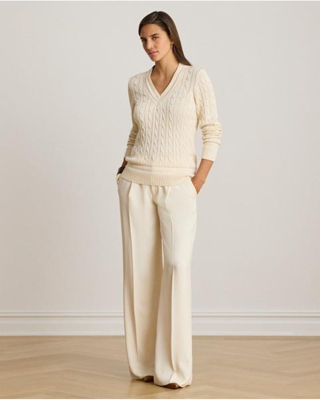 Ralph Lauren Natural Cable-Knit Cricket Jumper