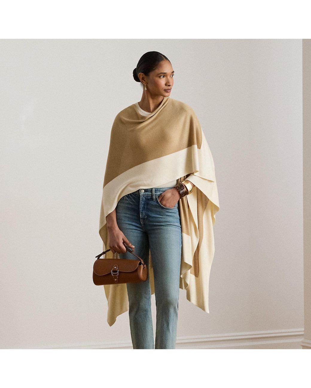 Ralph Lauren Two-Tone Ruana in Blue | Lyst
