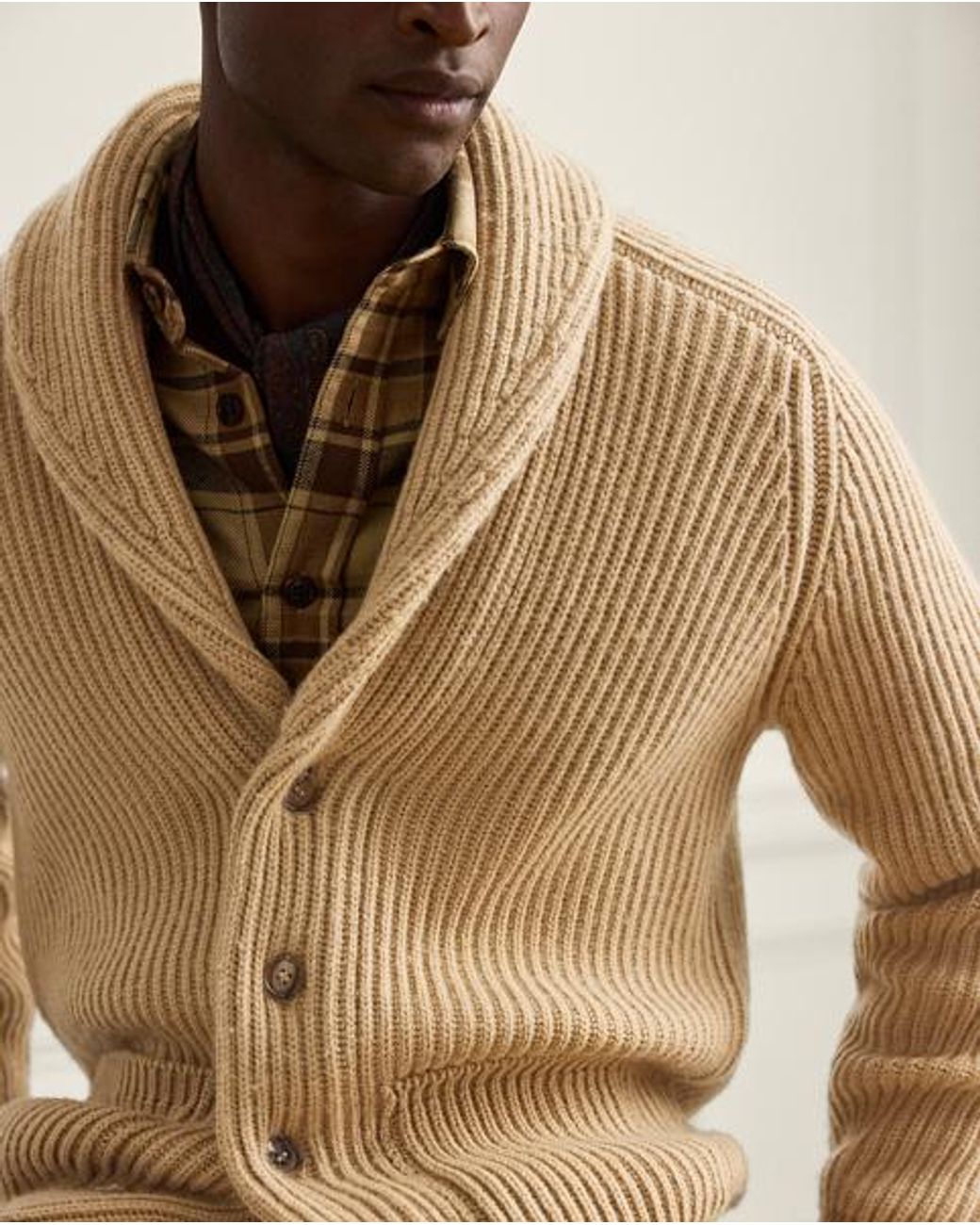 Ralph Lauren Natural Textured Cashmere Shawl Cardigan for men