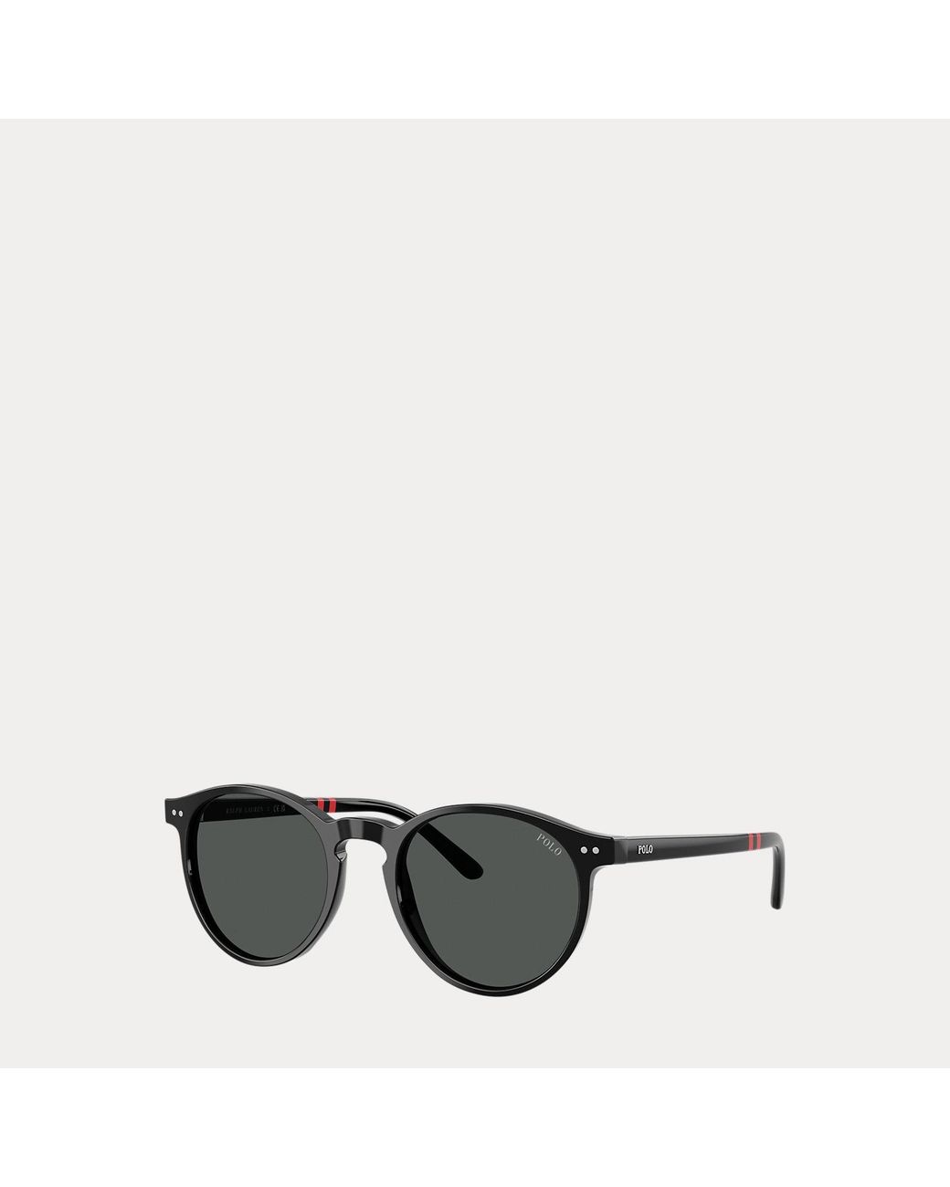 Polo Ralph Lauren Black Rugby-Stripe Round Sunglasses for men