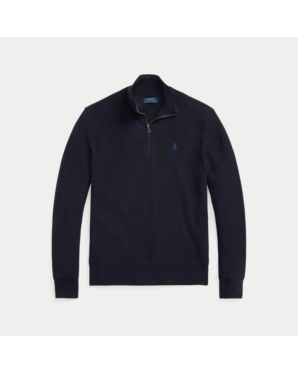 Polo Ralph Lauren Blue Mesh-Knit Cotton Quarter-Zip Sweater for men