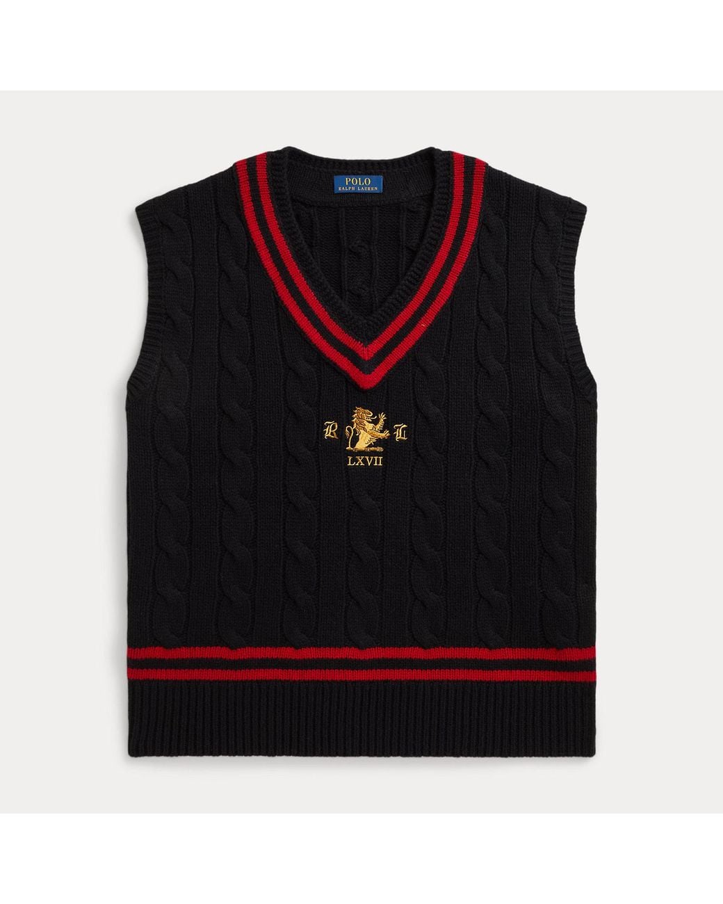 Polo Ralph Lauren Black Wool Cricket Sleeveless Jumper for men