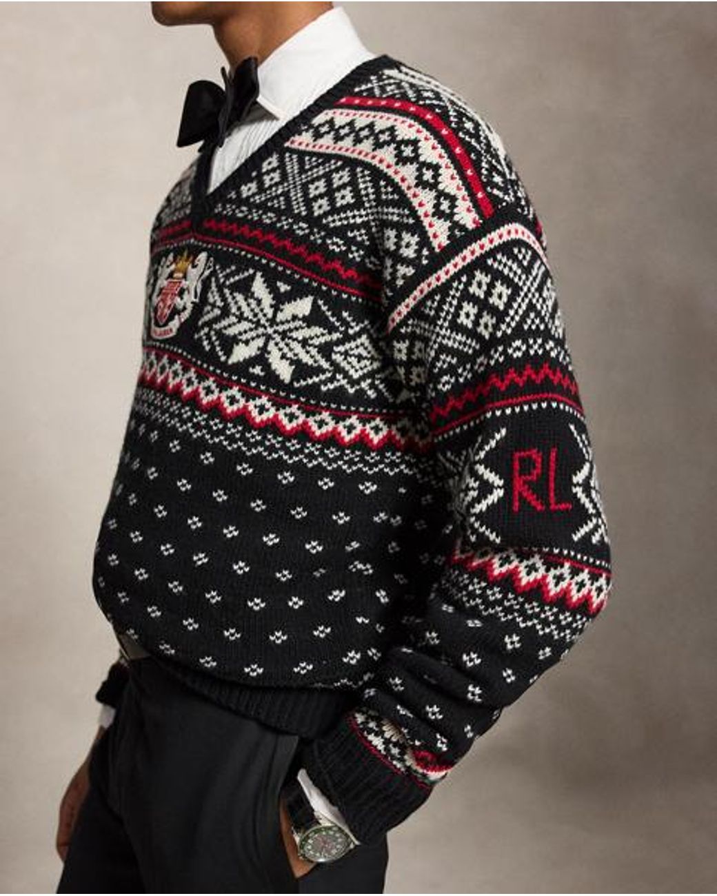 Polo Ralph Lauren Black Embroidered Wool Sweater for men