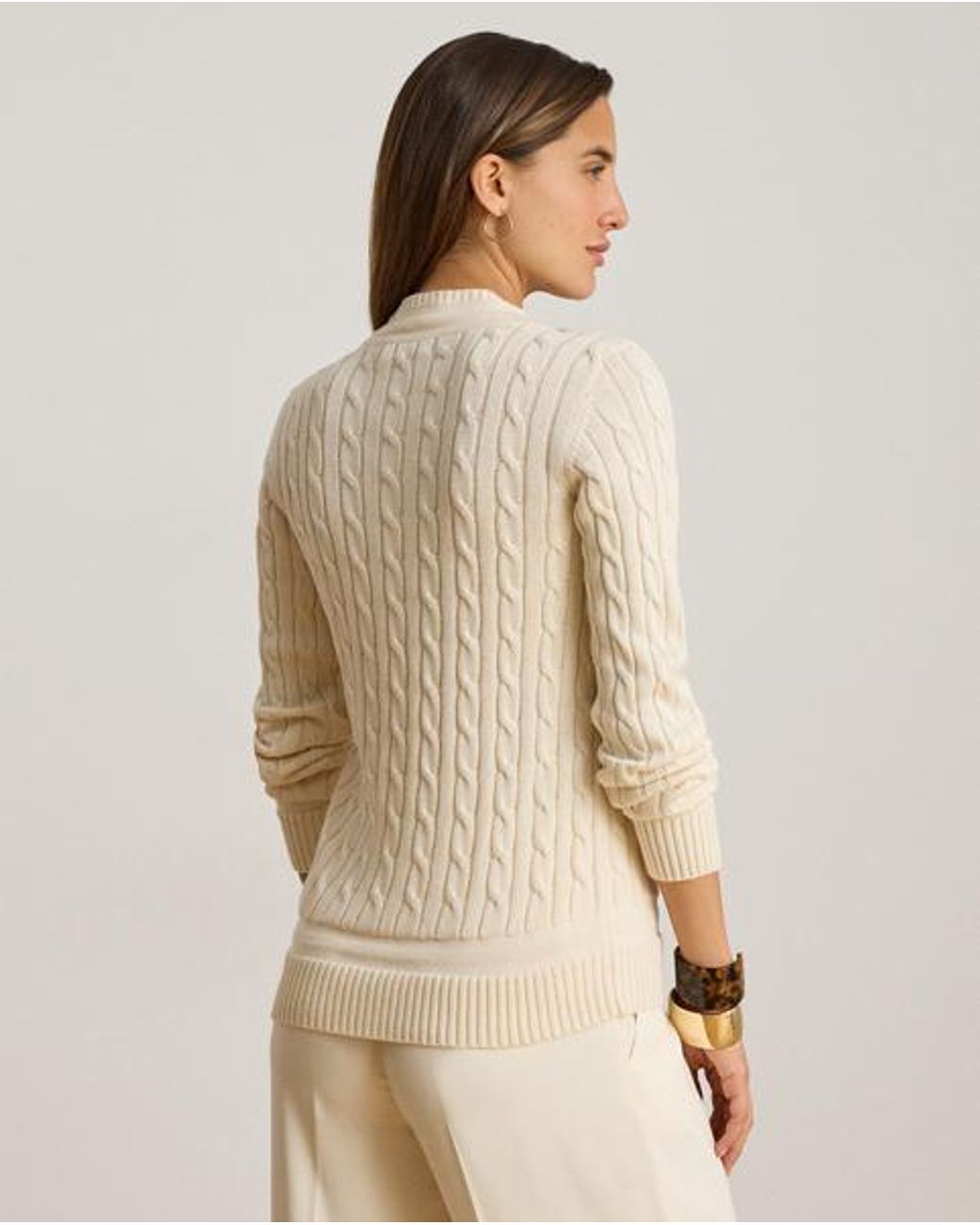 Ralph Lauren Natural Cable-Knit Cricket Jumper