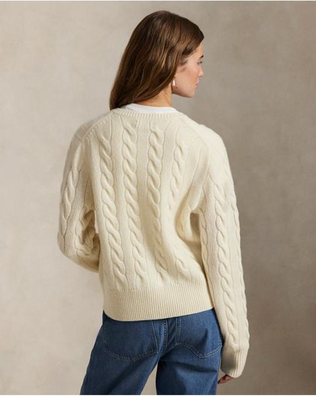 Polo Ralph Lauren Natural Cable-Knit Wool-Cashmere Cardigan