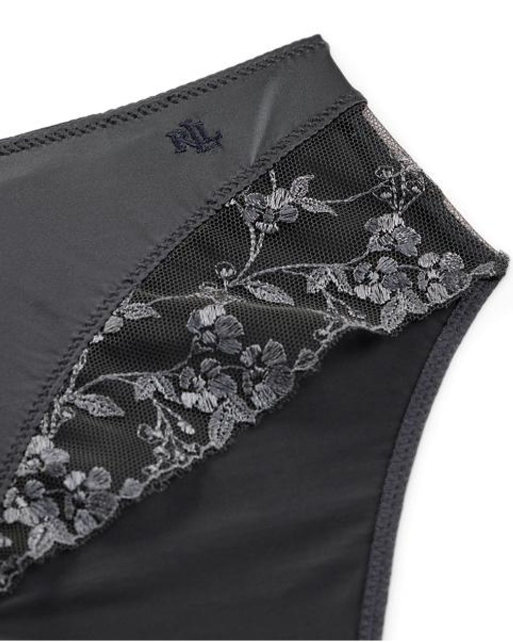 Ralph Lauren Gray Embroidered Mesh & Satin Tap Short Brief