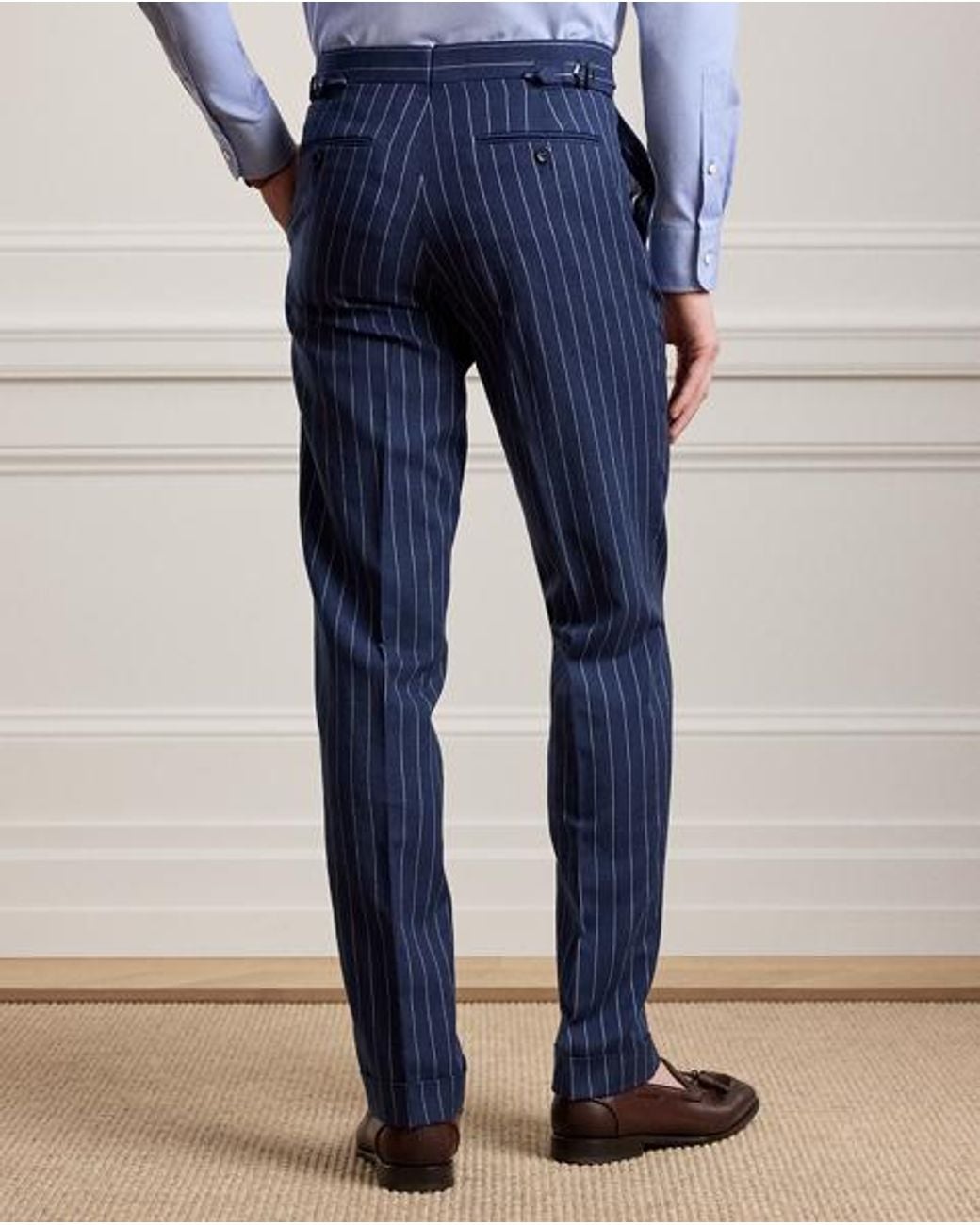 Ralph Lauren Blue Gregory Hand-Tailored Striped Trousers for men