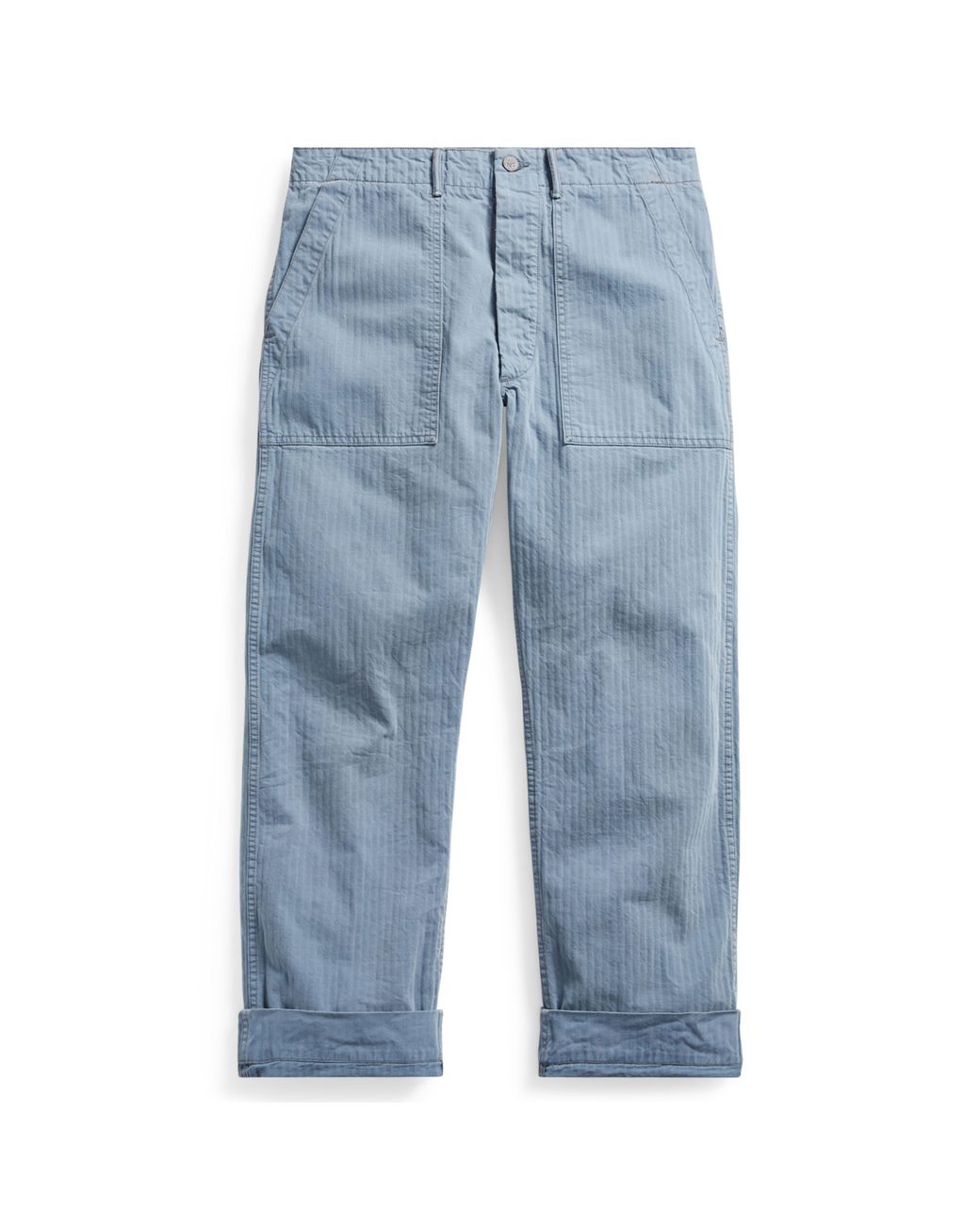 RRL Men's Blue Cotton Herringbone Pant