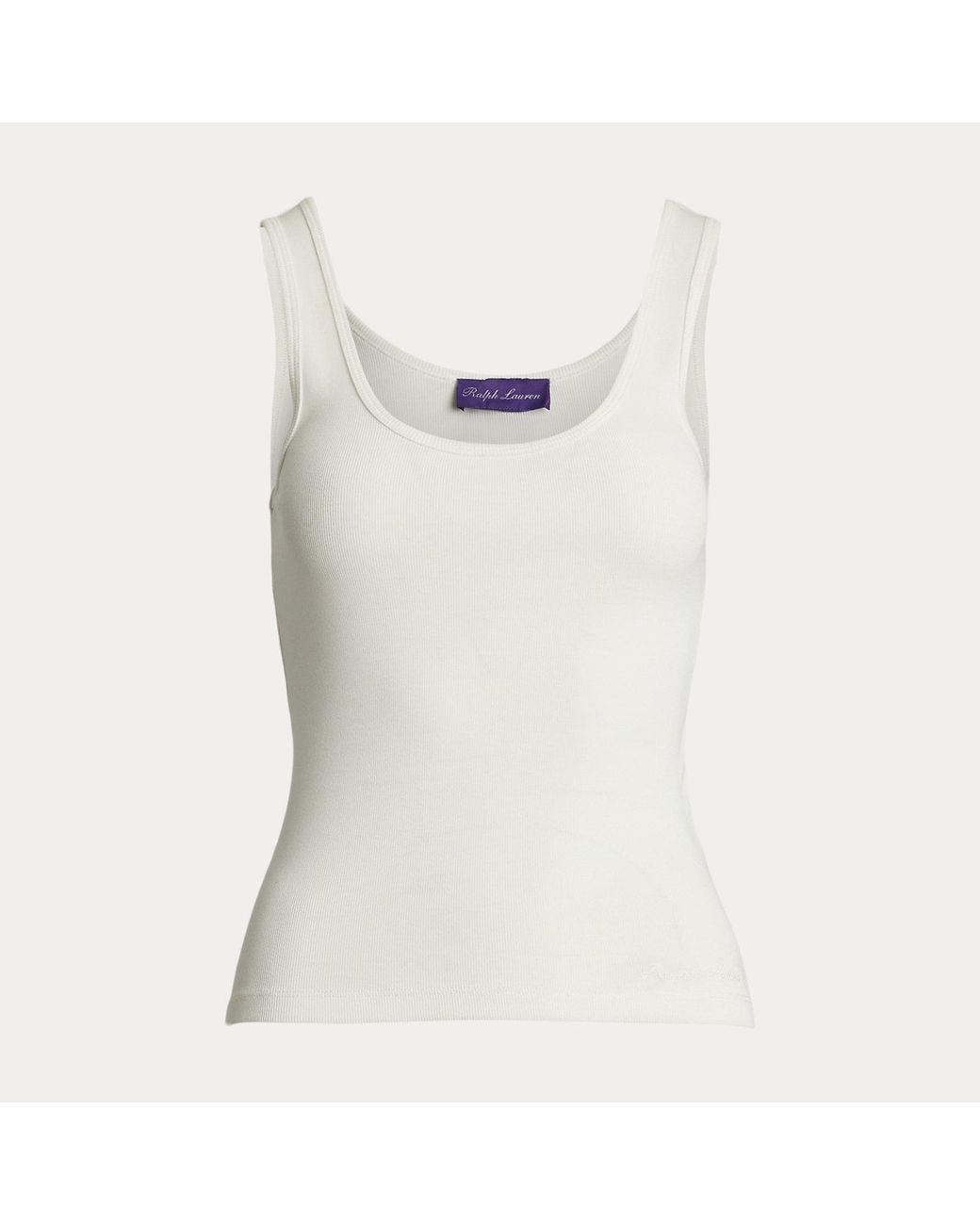 Ralph Lauren White Ellis Rib-Knit Cotton-Blend Tank Top