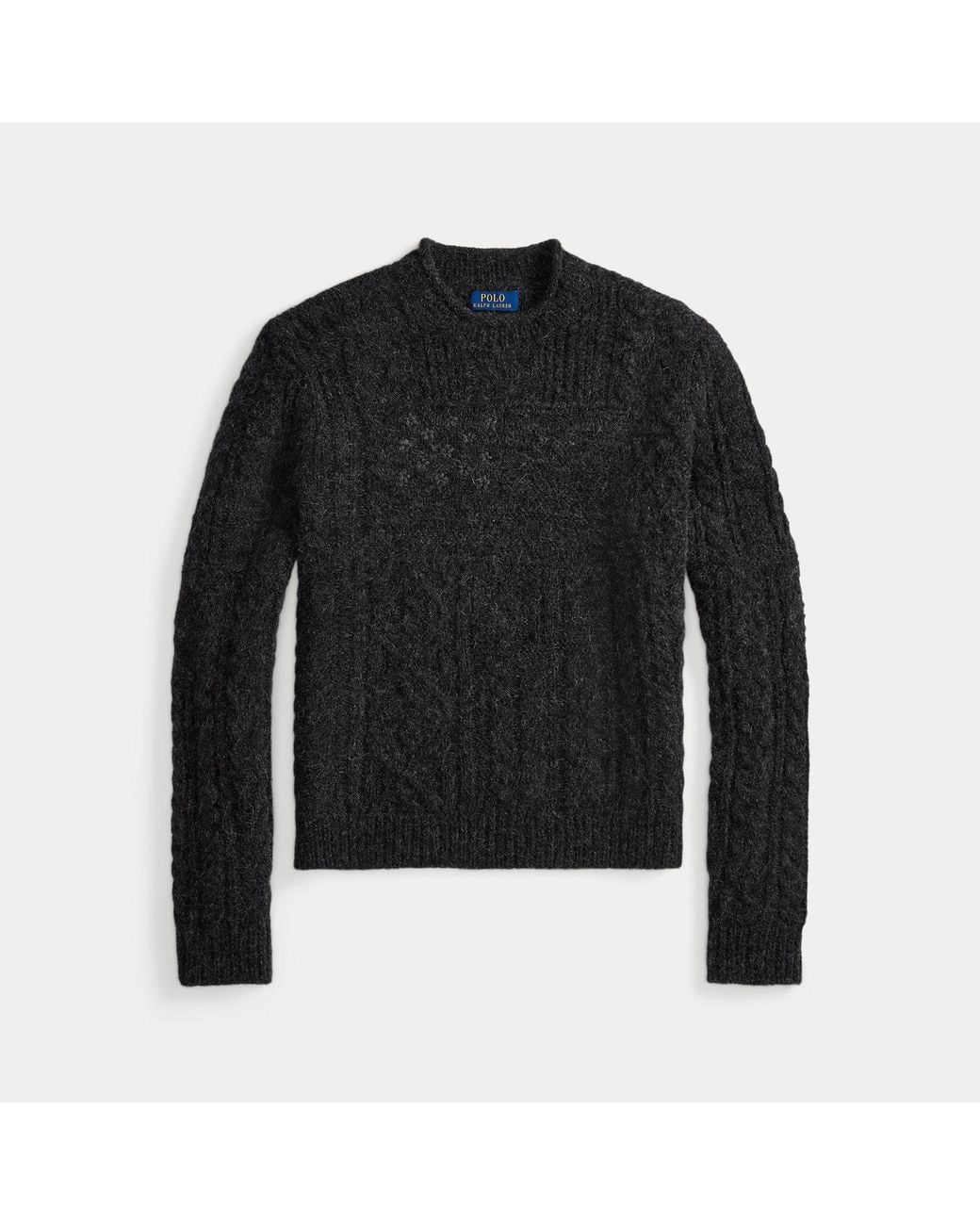 Polo Ralph Lauren Black Aran-Knit Flag Wool-Blend Jumper for men
