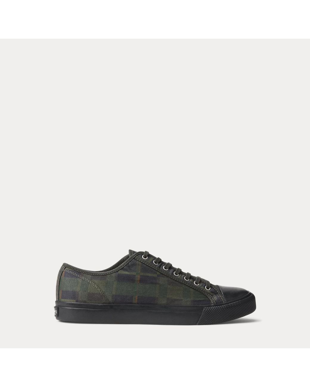 RRL Black Check-Print Oilcloth Trainer for men