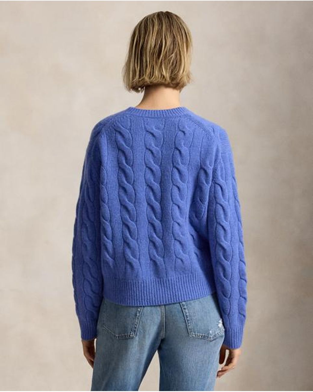 Polo Ralph Lauren Blue Cable-Knit Wool-Cashmere Jumper