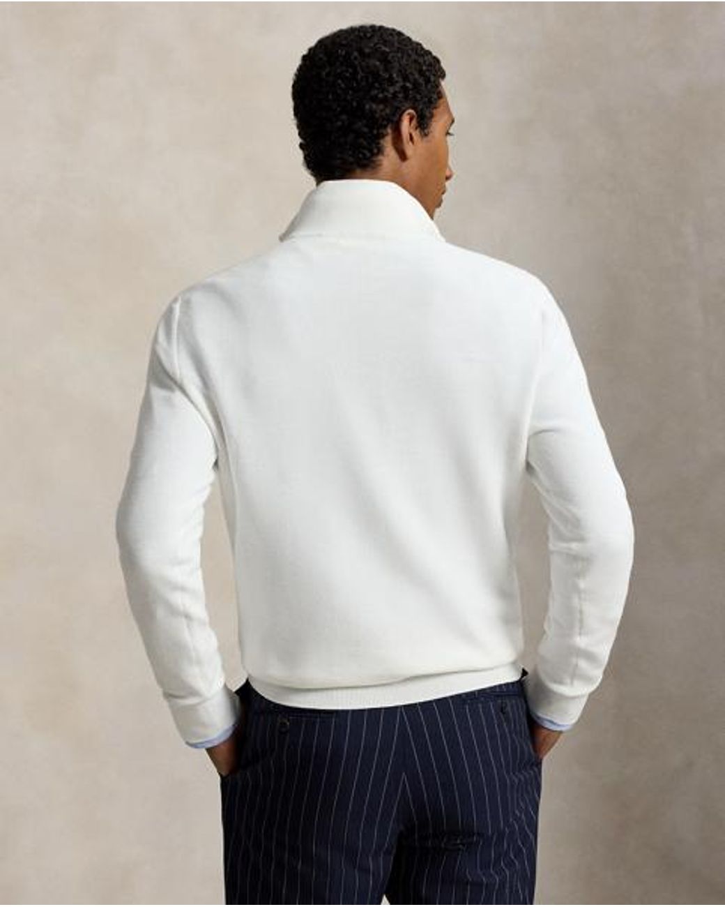 Polo Ralph Lauren Gray Mesh-Knit Cotton Quarter-Zip Sweater for men