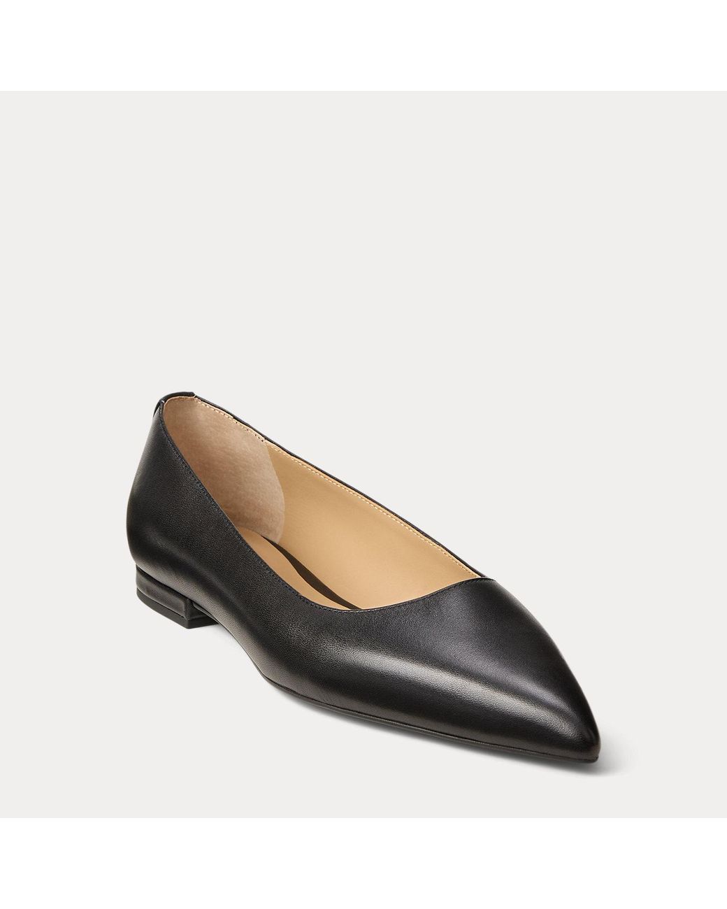 Ralph Lauren Black Londyn Leather Ballet Flat