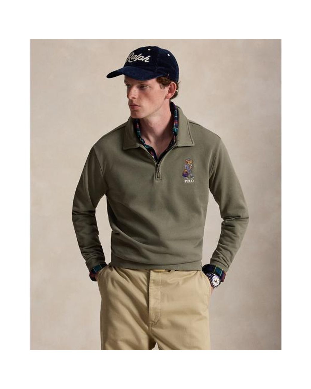 Felpa Polo Bear in cotone loopback di Polo Ralph Lauren in Green da Uomo
