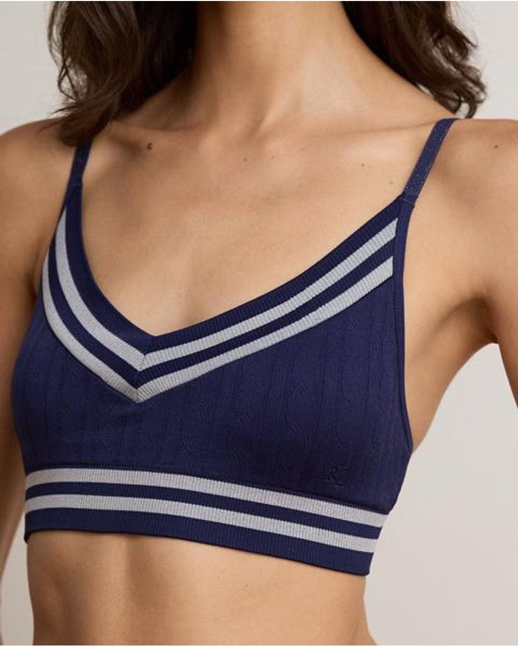 Ralph Lauren Blue Cricket Cable V-Neck Wireless Bra