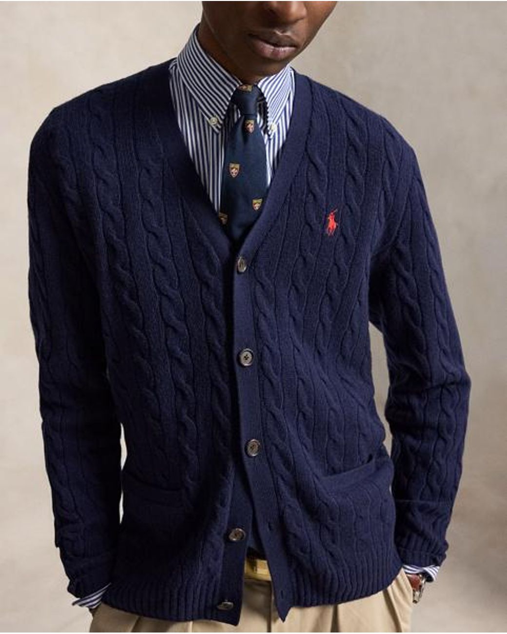 Polo Ralph Lauren Blue Cable-Knit Wool-Cashmere Cardigan for men