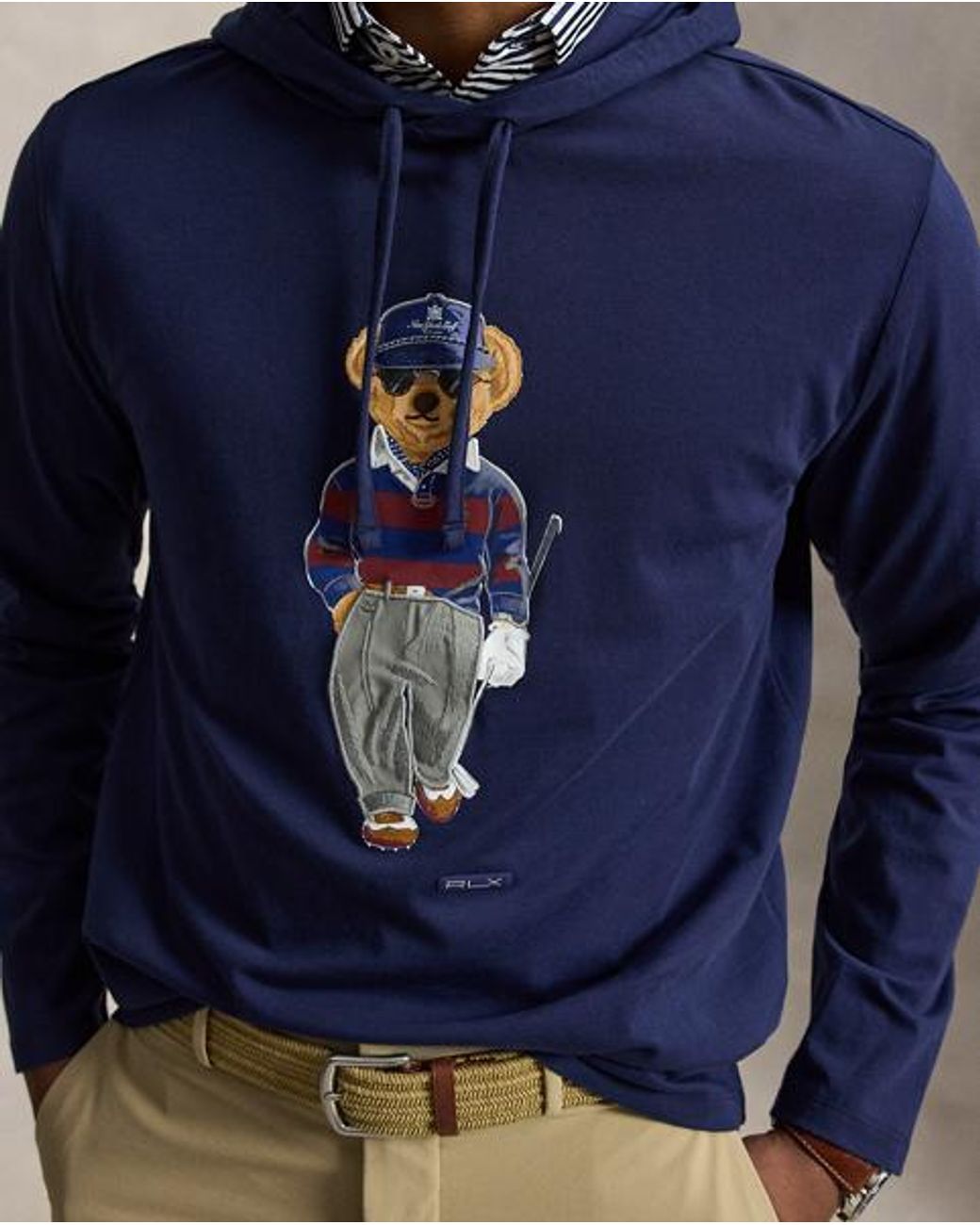Ralph Lauren Blue Polo Bear Jersey Hooded T-Shirt for men