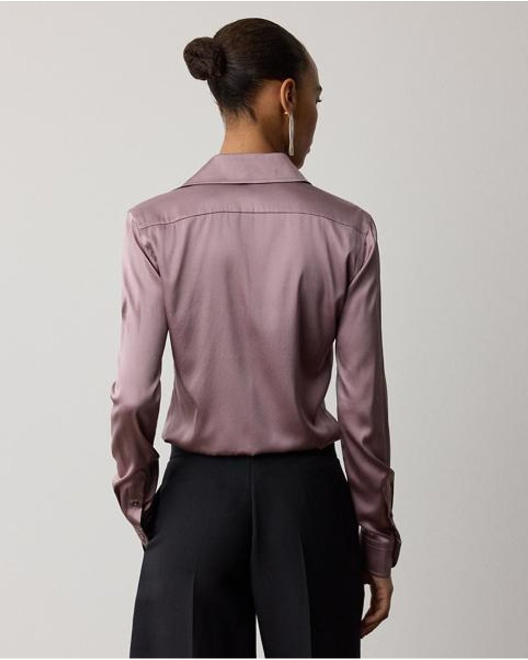 Ralph Lauren Purple Cameron Ii Straight Fit Charmeuse Shirt