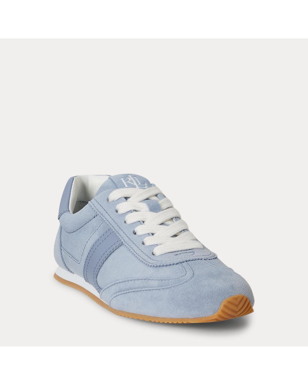 Ralph Lauren Blue Dani Suede & Leather Low-Profile Trainer