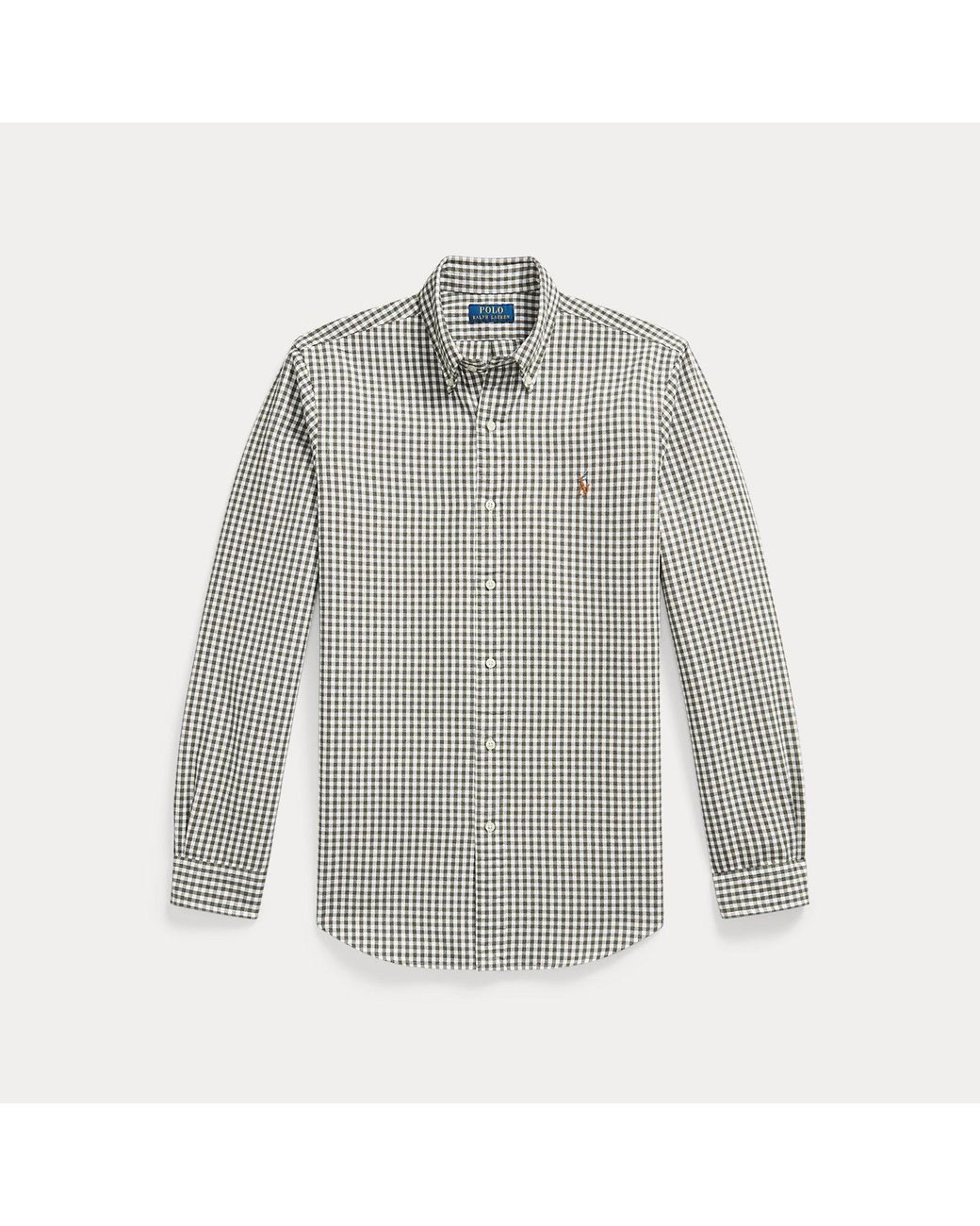 Polo Ralph Lauren Gray Custom Fit Gingham Oxford Shirt for men