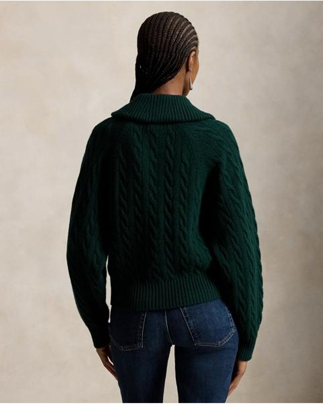 Polo Ralph Lauren Black Cable Wool-Cashmere Collared Cardigan
