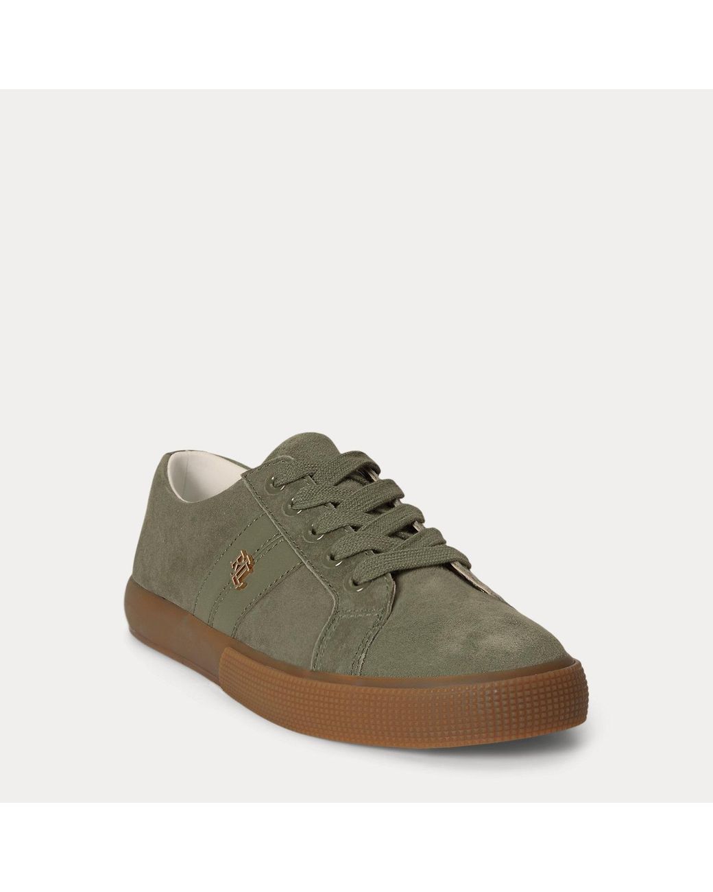 Ralph Lauren Green Janson Ii Suede & Nappa Leather Trainer