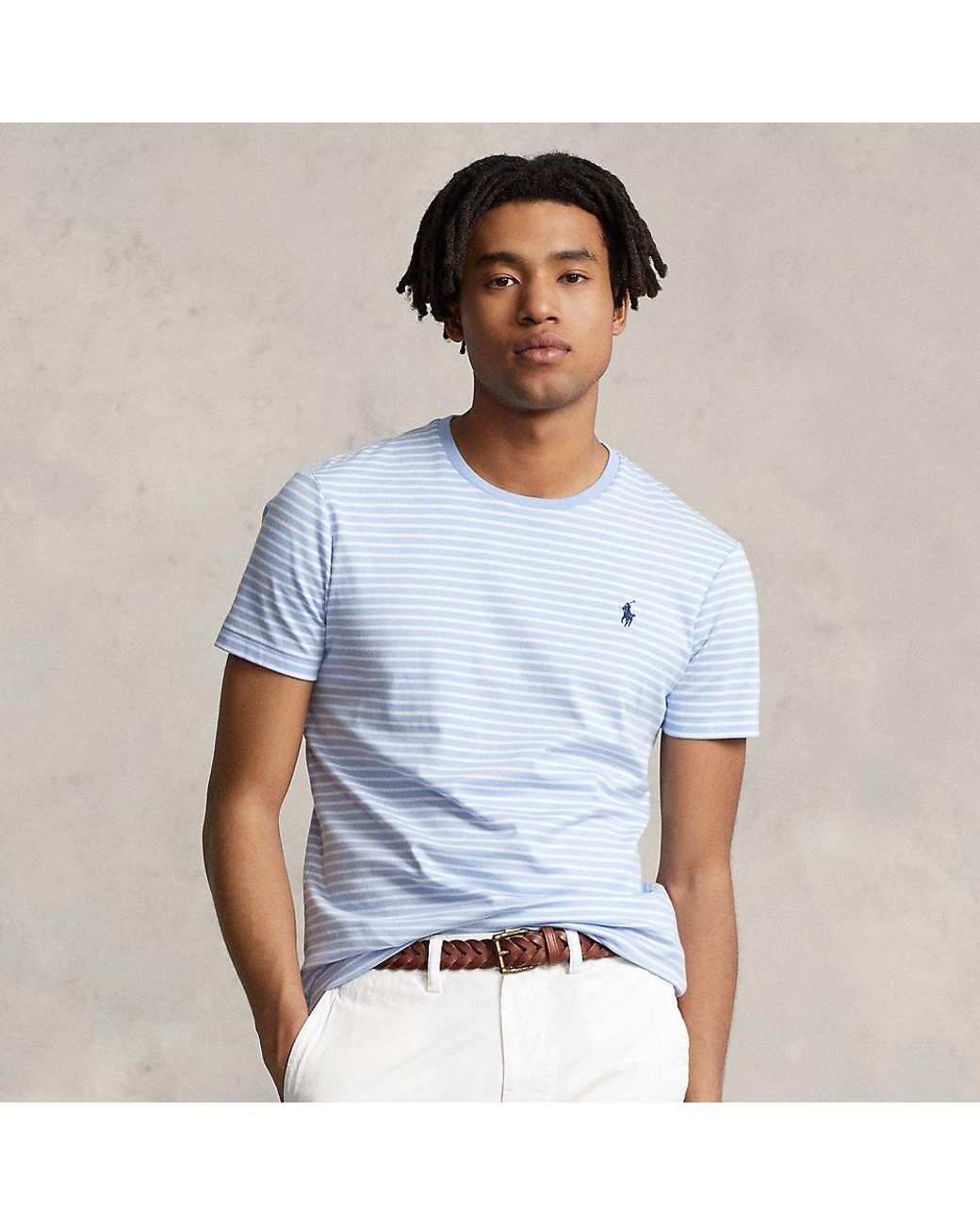 Ralph Lauren Classic Fit Striped Soft Cotton T-shirt in Blue for Men | Lyst