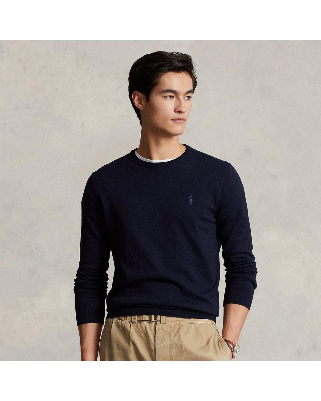 Polo Ralph Lauren Blue Slim Fit Cotton Sweater for men