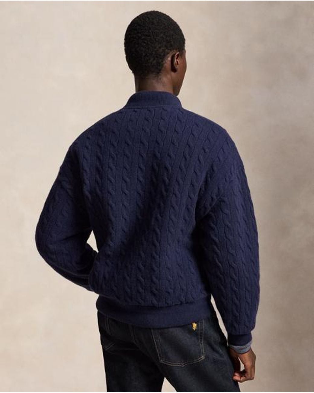 Polo Ralph Lauren Blue Relaxed Fit Cable-Knit Jumper Jacket for men