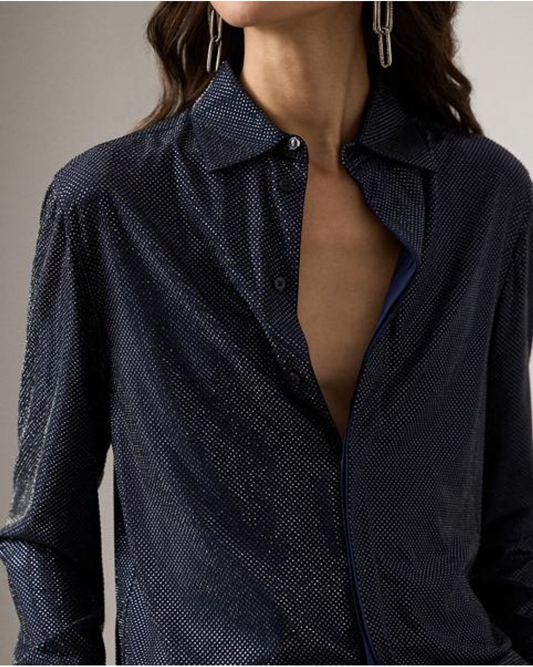 Ralph Lauren Blue Adrien Relaxed Fit Embellished Shirt