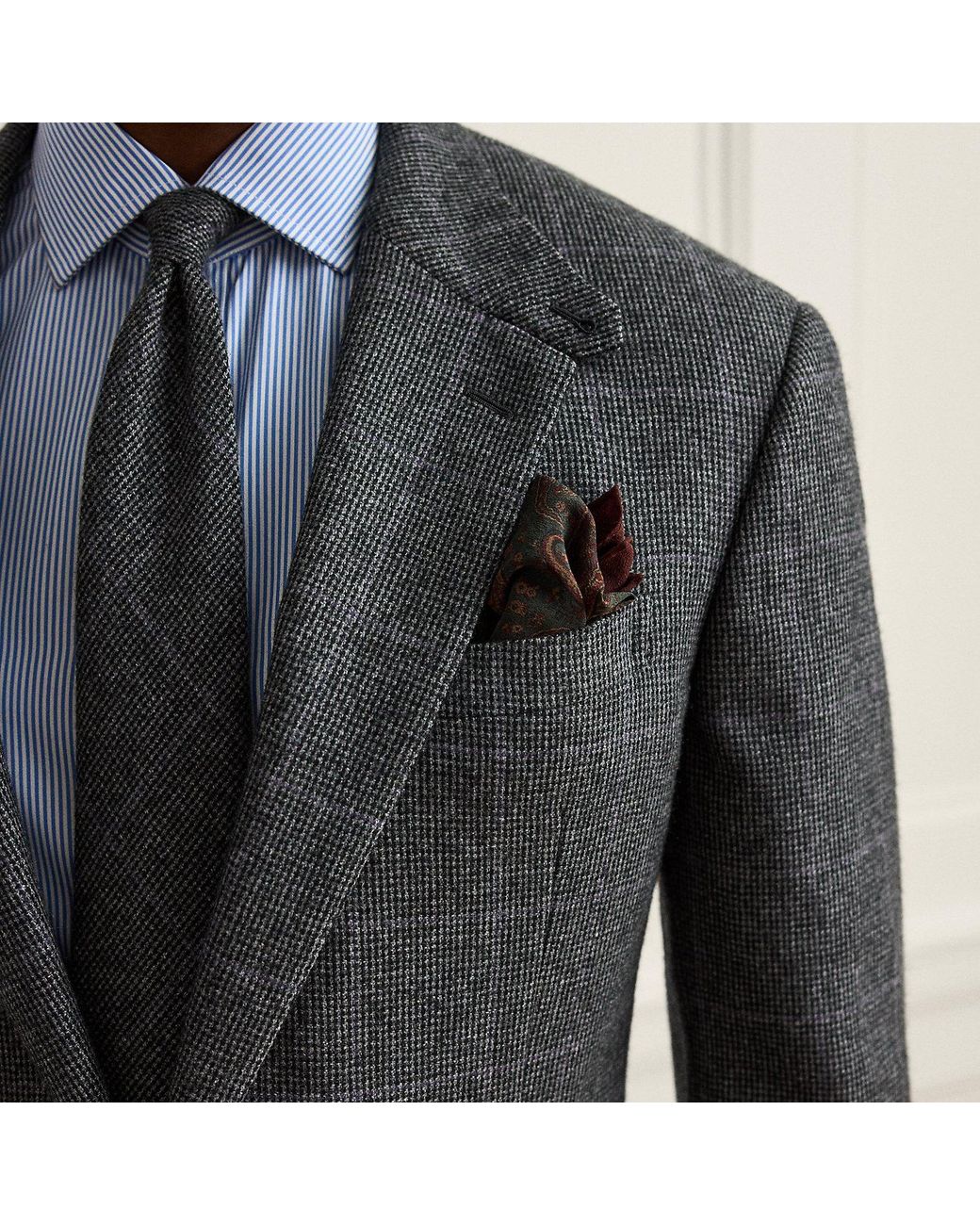 Ralph Lauren Black Paisley-Print Silk Pocket Square for men