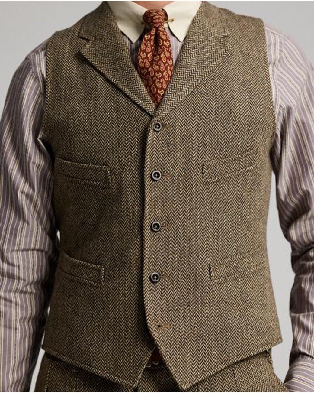 RRL Gray Unconstructed Herringbone Sport Coat for men