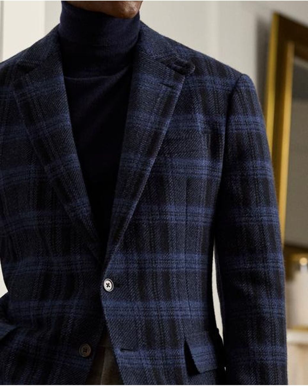 Ralph Lauren Blue Kent Hand-Tailored Plaid Wool Sport Coat for men