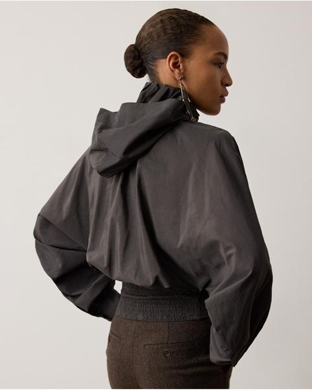 Ralph Lauren Black Graysen Hooded Poplin Top
